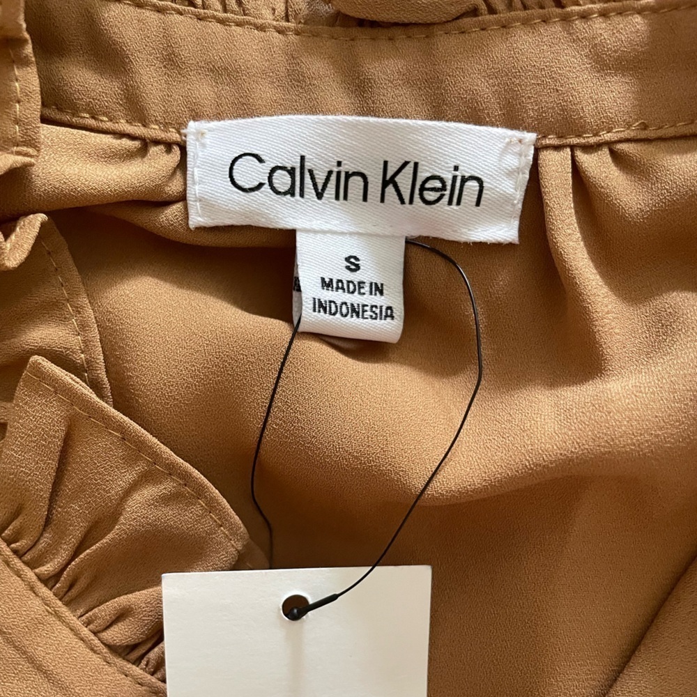 Calvin Klein light brown blouse sz S - Picture 2 of 6